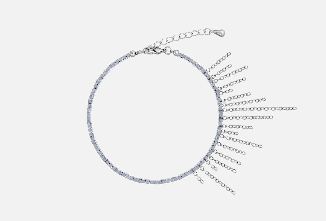 браслет из гематита ФЕТИШ Bracelet made of hematite and steel Piter silver color 1 шт