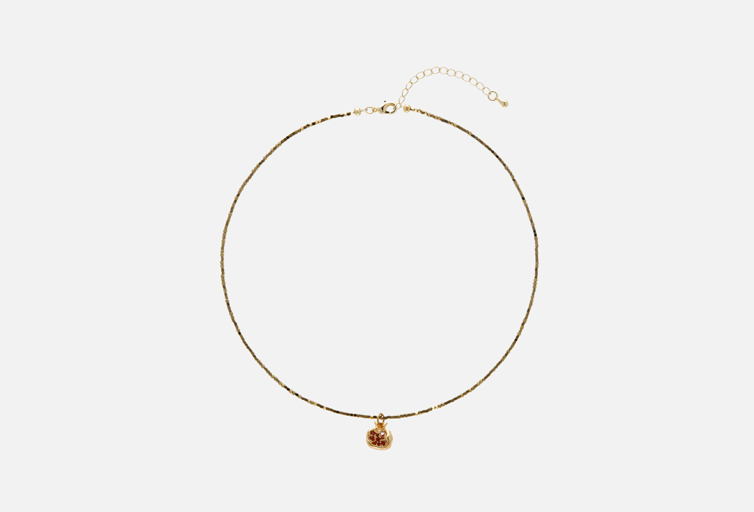 

колье из гематита с кулоном ФЕТИШ, Hematite necklace with a garnet-shaped pendant Golden color 1 шт