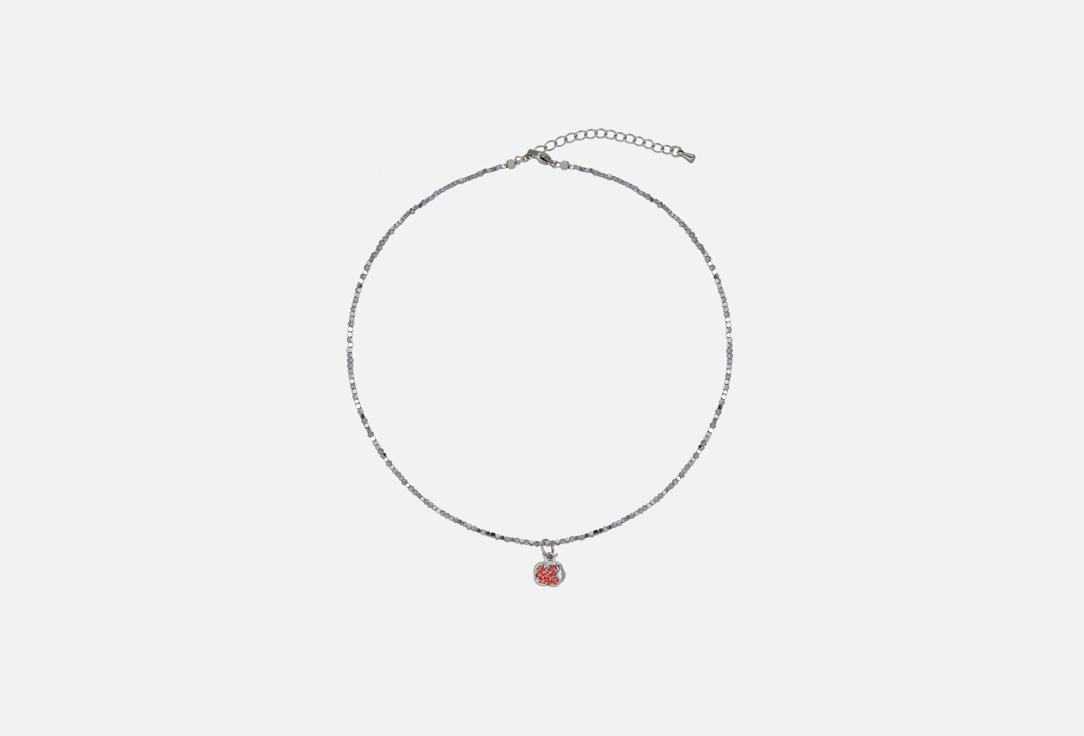 колье из гематита с кулоном Фетиш hematite necklace with a garnet-shaped pendant Silver color 