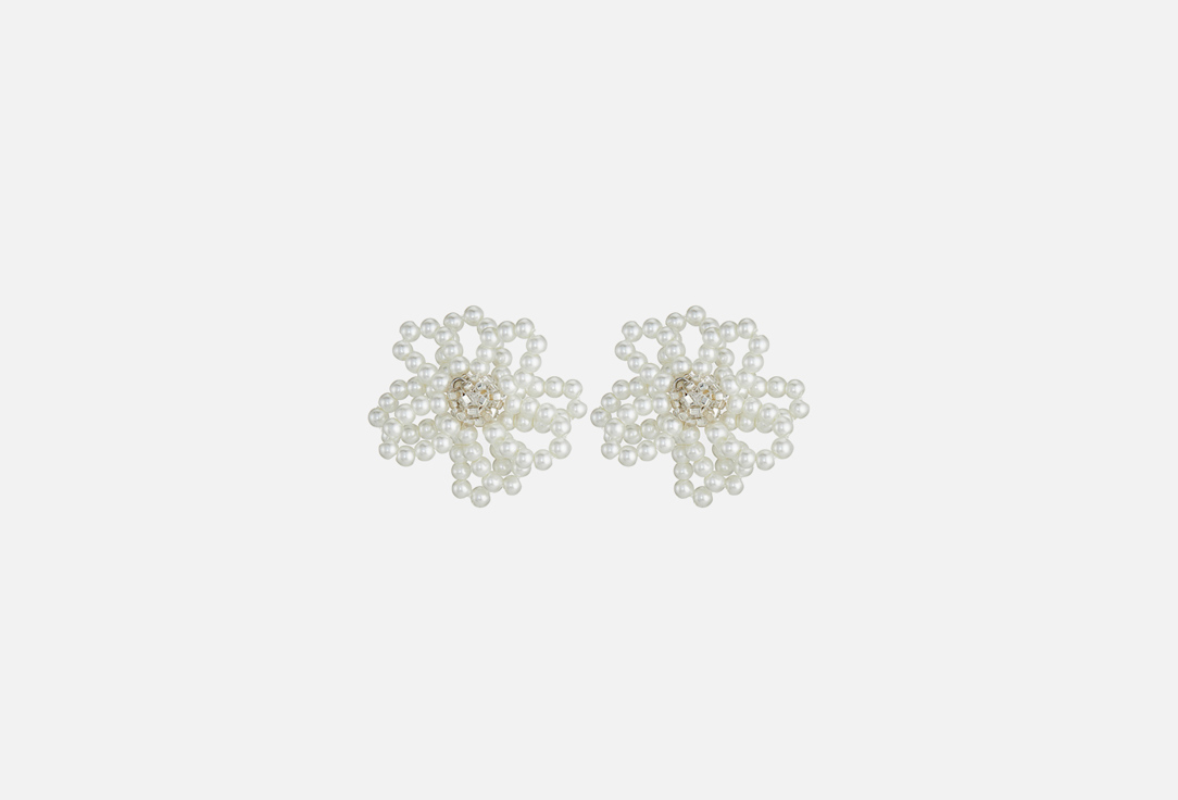 Изображение товара серьги Фетиш Earrings made of artificial pearls and beads White color