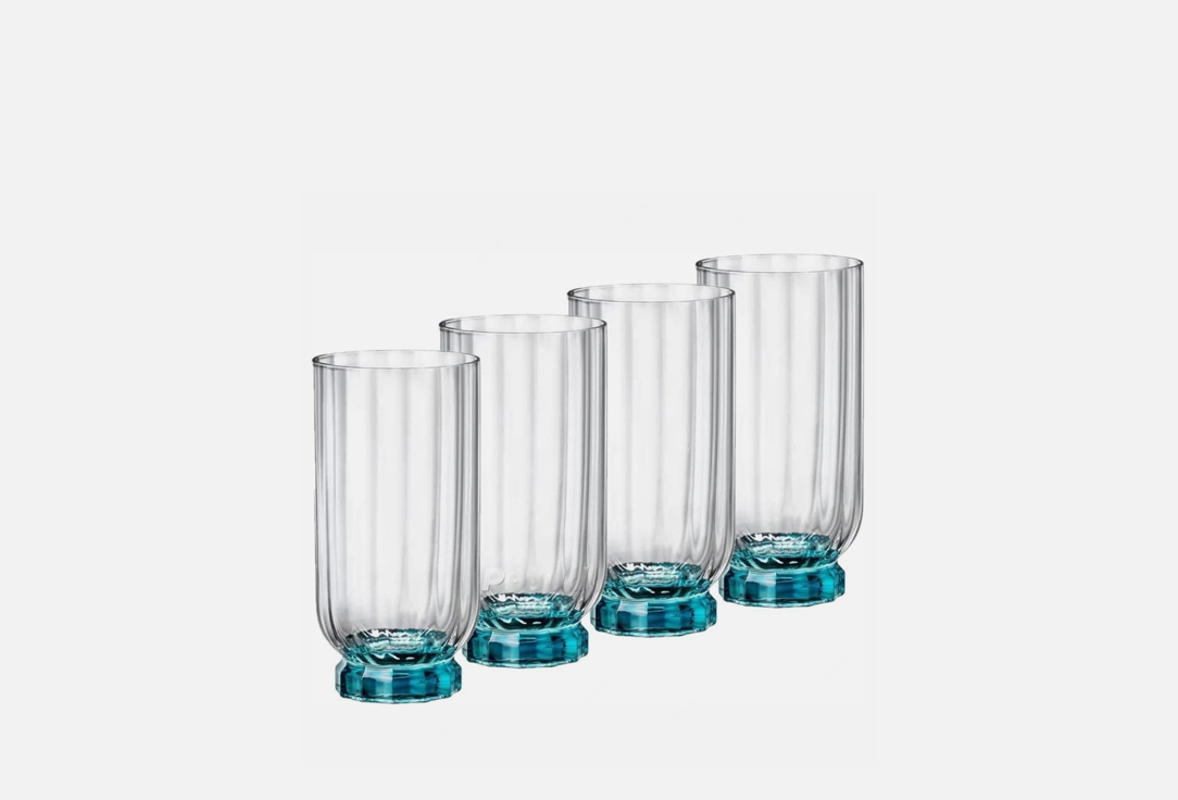 цена Набор стаканов высоких BORMIOLI ROCCO Florian beverage lucent blue 4 шт