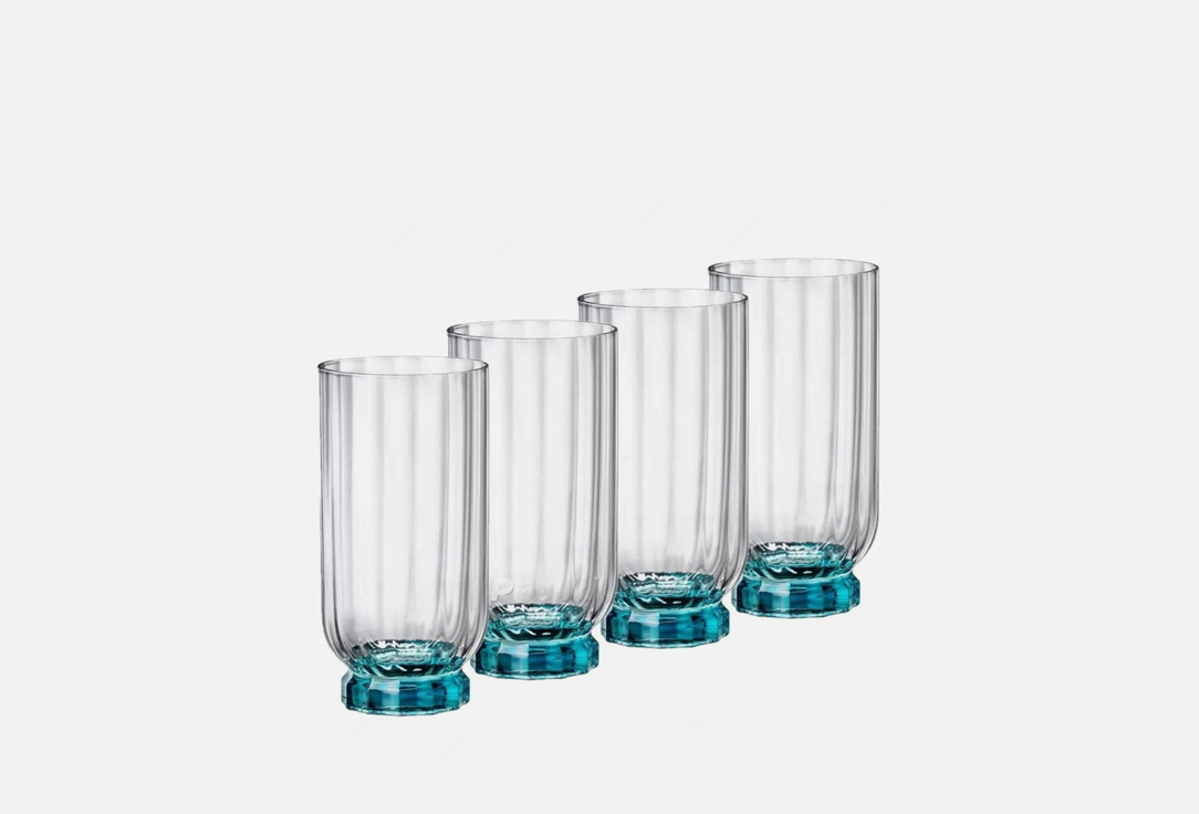 набор высоких стаканов gidglass букетик Набор стаканов высоких BORMIOLI ROCCO Florian beverage lucent blue 4 шт