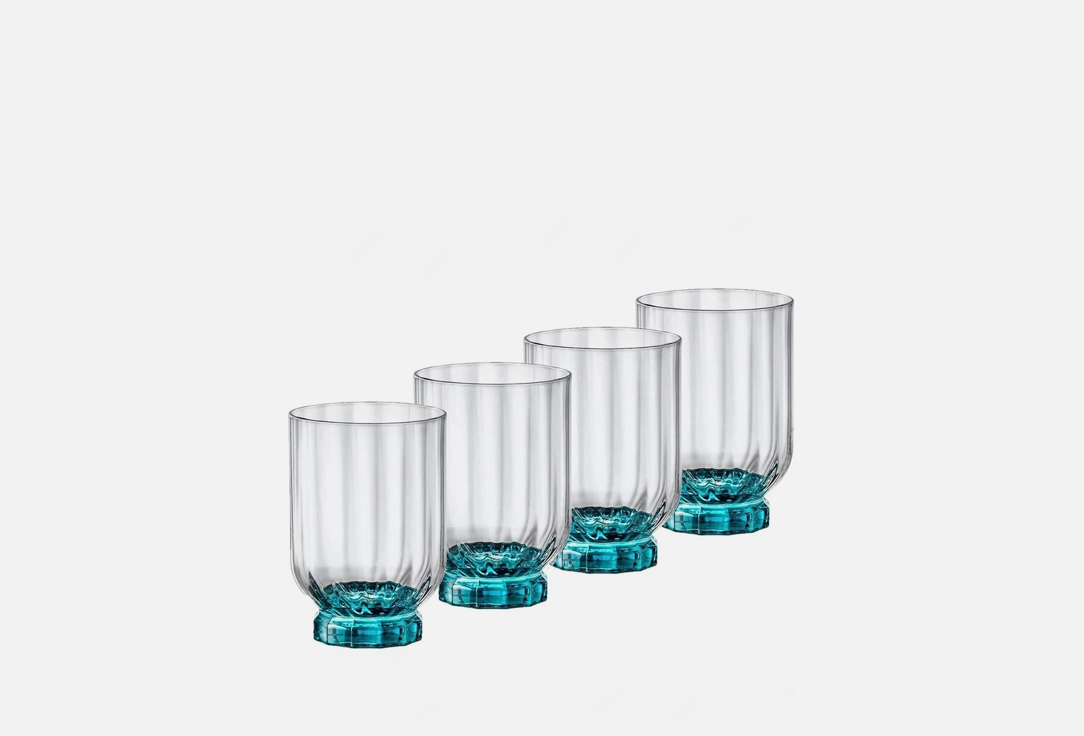 цена Набор стаканов низких BORMIOLI ROCCO Florian dof lucent blue 4 шт