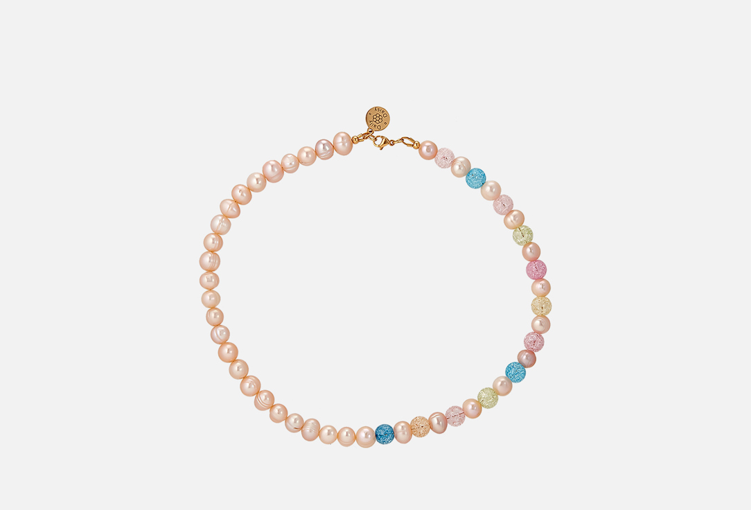 Изображение товара Чокер Daily Daisy Персик из жемчуга и сахара кварца, 40 см, из нержавеющей стали