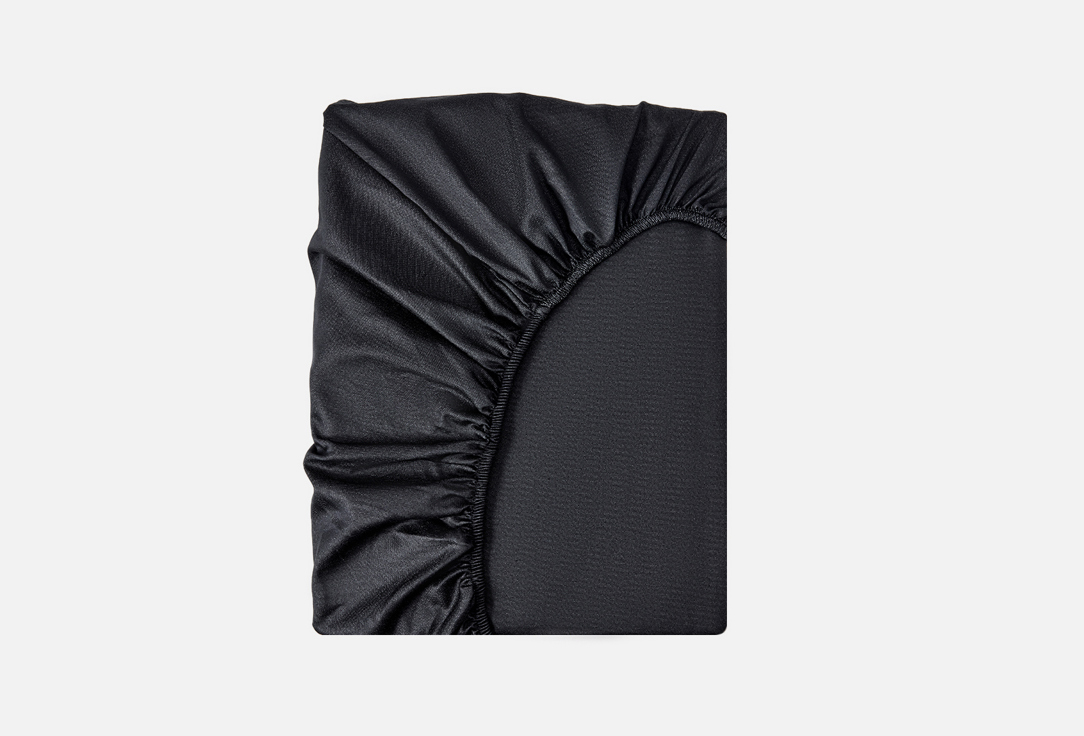 Изображение товара Простыня на резинке Soft Silver Икра, черная, полутораспальная