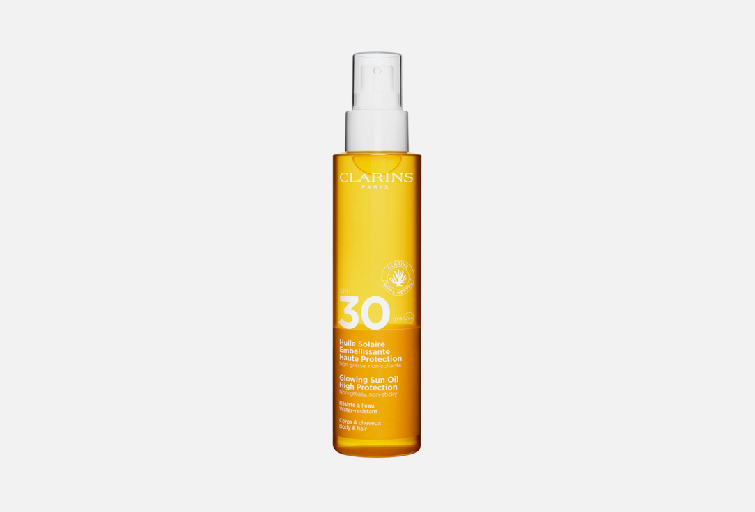 цена Солнцезащитное масло для тела и волос SPF 30 CLARINS Huile Solaire Embellisante 150 мл