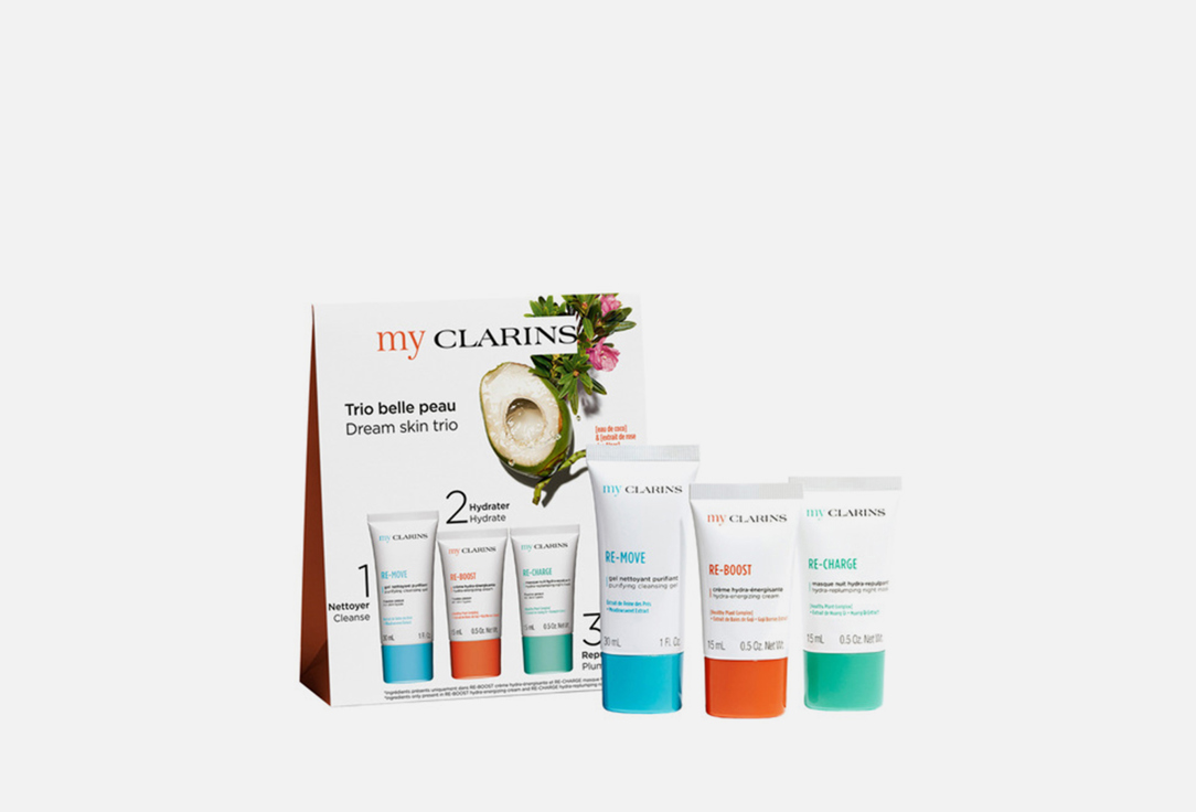 Программа ежедневного ухода за кожей лица CLARINS Skin's dream team set 3 шт цена и фото