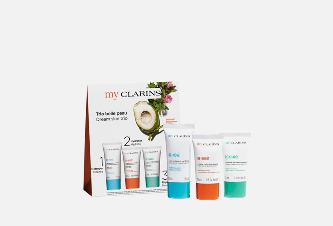 Программа ежедневного ухода за кожей лица CLARINS Skin's dream team set 3 шт средства для умывания clarins очищающий гель для молодой кожи my clarins