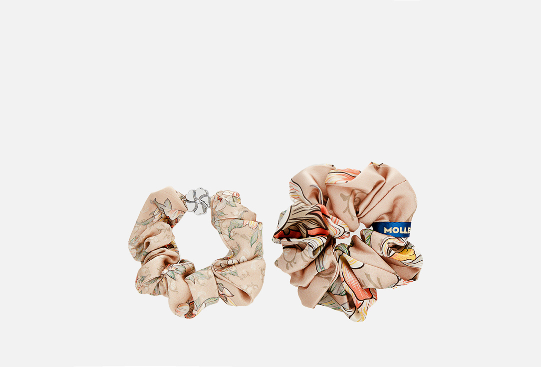 

Комплект шелковых резинок для волос MOLLEN, Лазоревый цветок, пудровый 2 шт