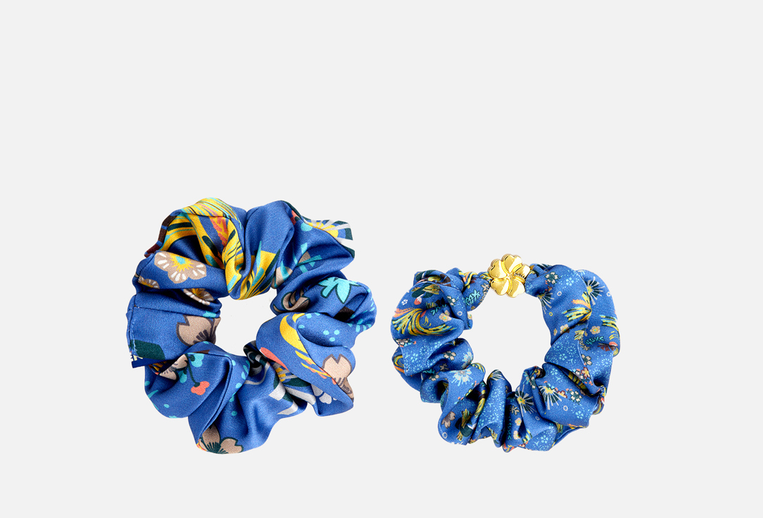 Комплект шелковых резинок для волос  Mollen Оммаж, васильково-синий 
