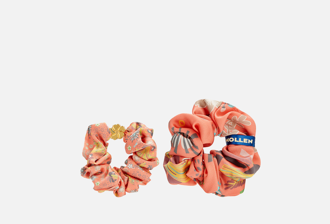 Комплект шелковых резинок для волос MOLLEN Оммаж, розово-коралловый 2 шт фотографии
