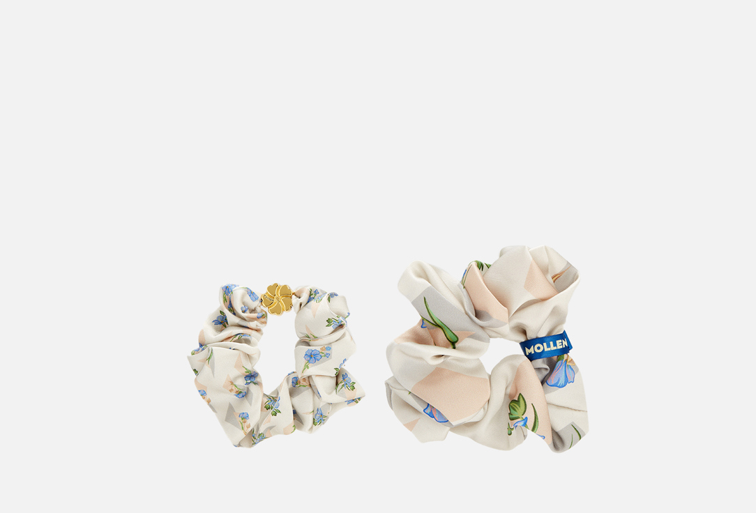 

Комплект шелковых резинок для волос MOLLEN, Первоцвет, жемчужно-белый 2 шт