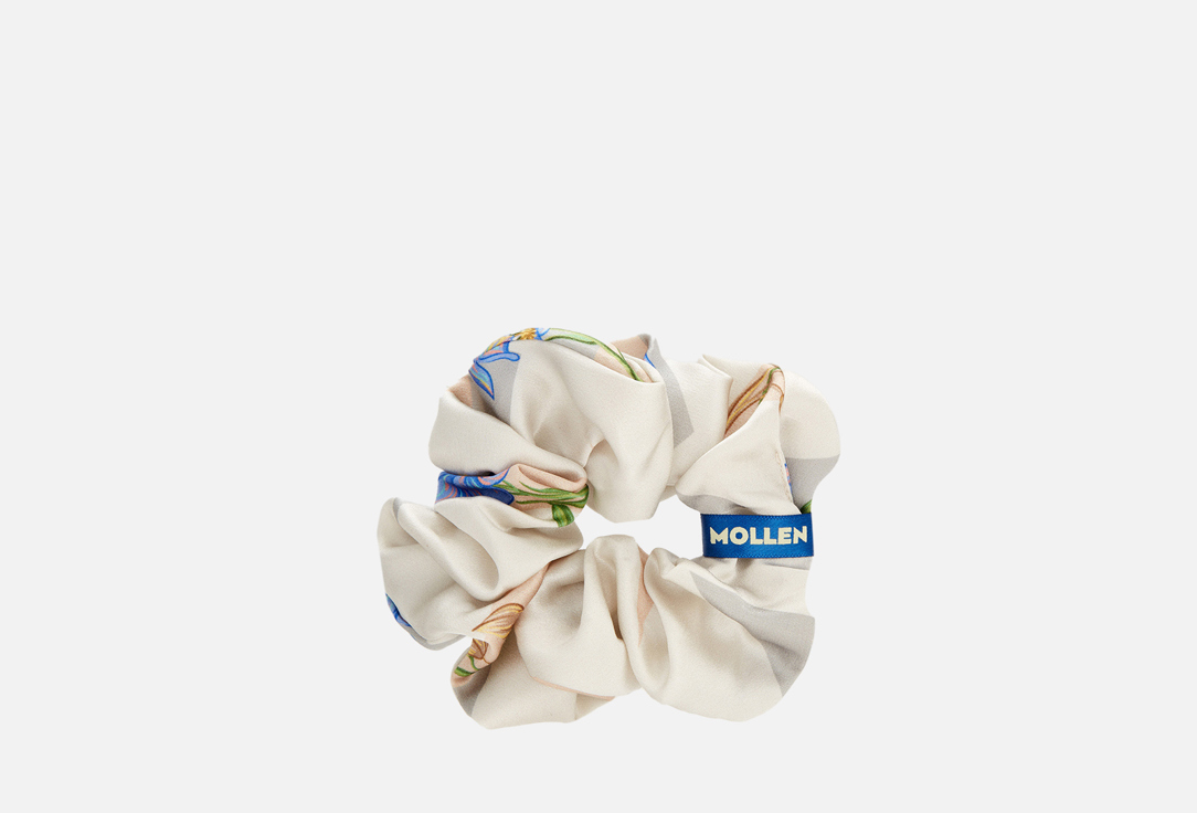 Изображение товара Широкая шелковая резинка для волос Mollen Первоцвет, жемчужно-белая