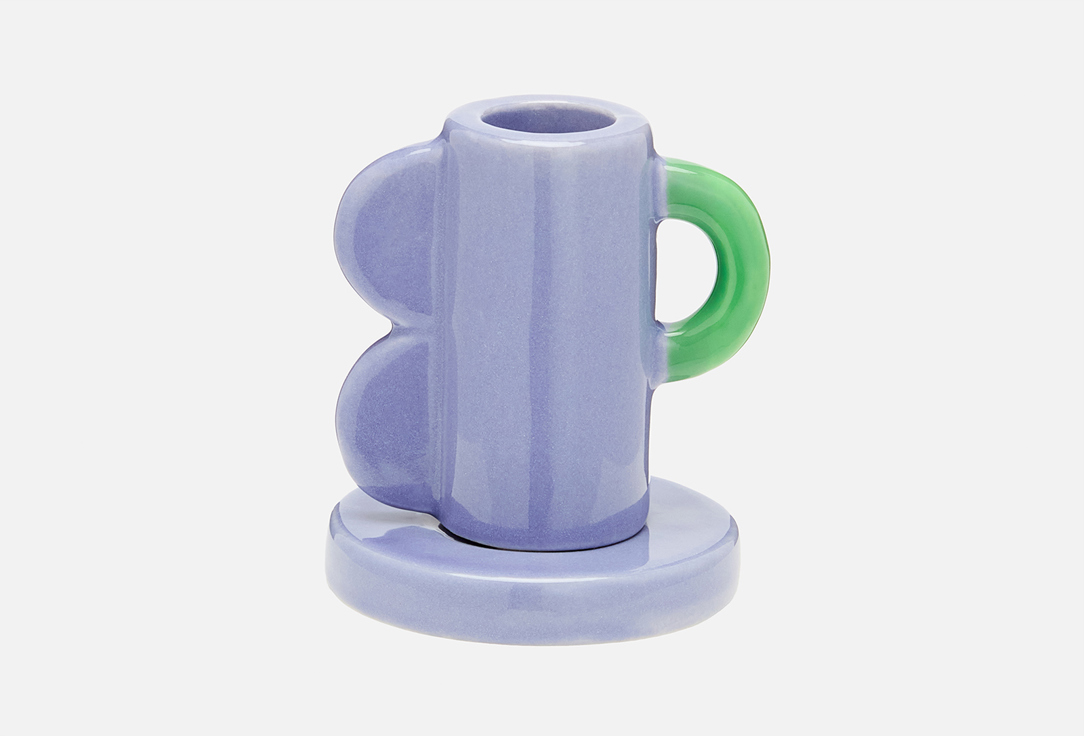 Изображение товара Подсвечник с ручкой andplus 6.3 lilac-light green глазурованный керамический стиль дофаминовый деко