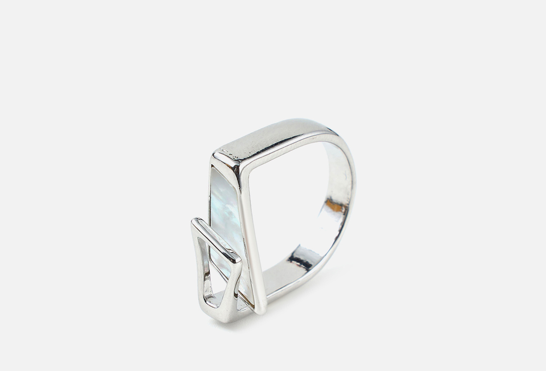 

Кольцо 19.STONE, Ring with mother of pearl in rhodium dimensionless 1 шт