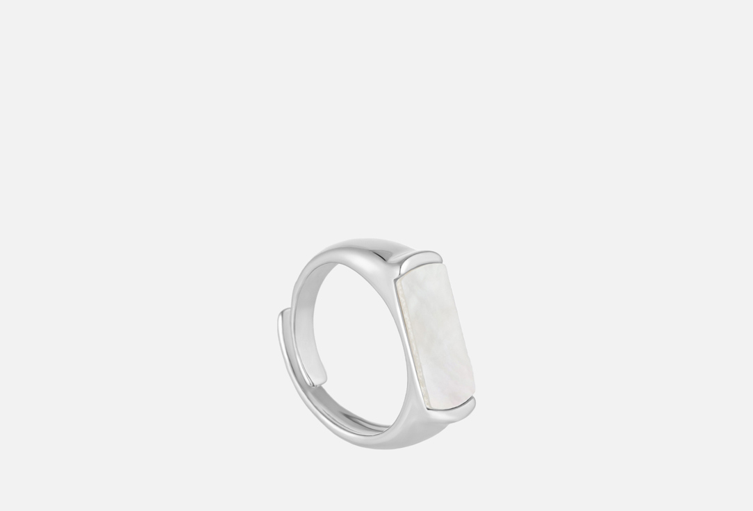 Изображение товара Кольцо 19.stone The ring is dimensionless with rectangular mother-of-pearl in rhodium