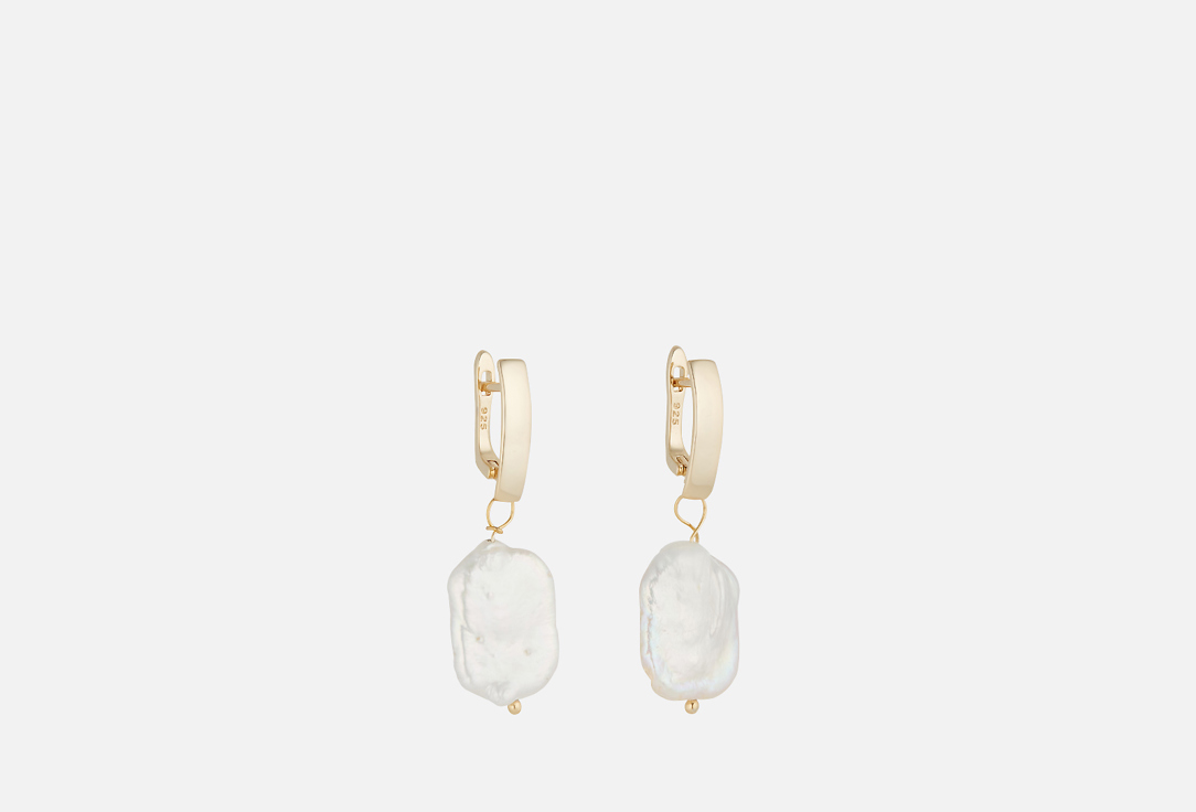 

Серьги с барочным жемчугом 19.STONE, Earrings with baroque natural pearls of rectangular shape 2 шт