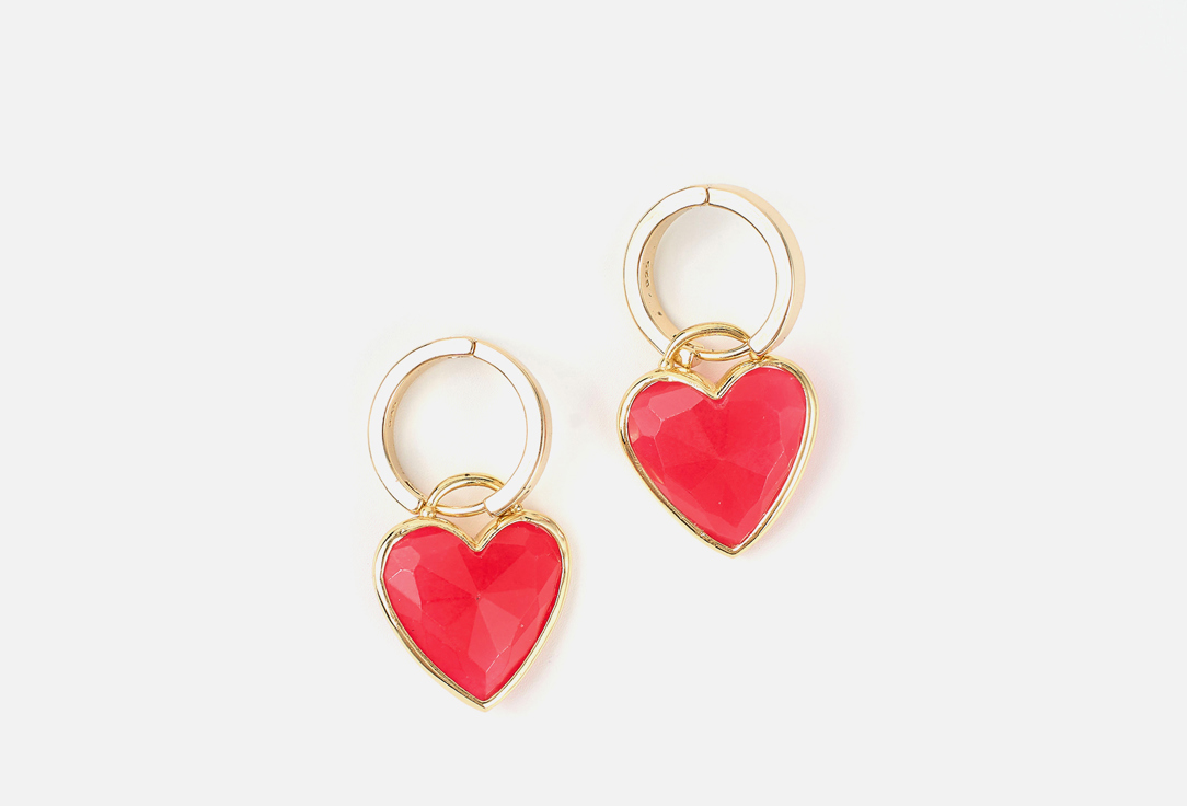 Серьги с красными сердцами 19.STONE Earrings with removable red hearts 2 шт