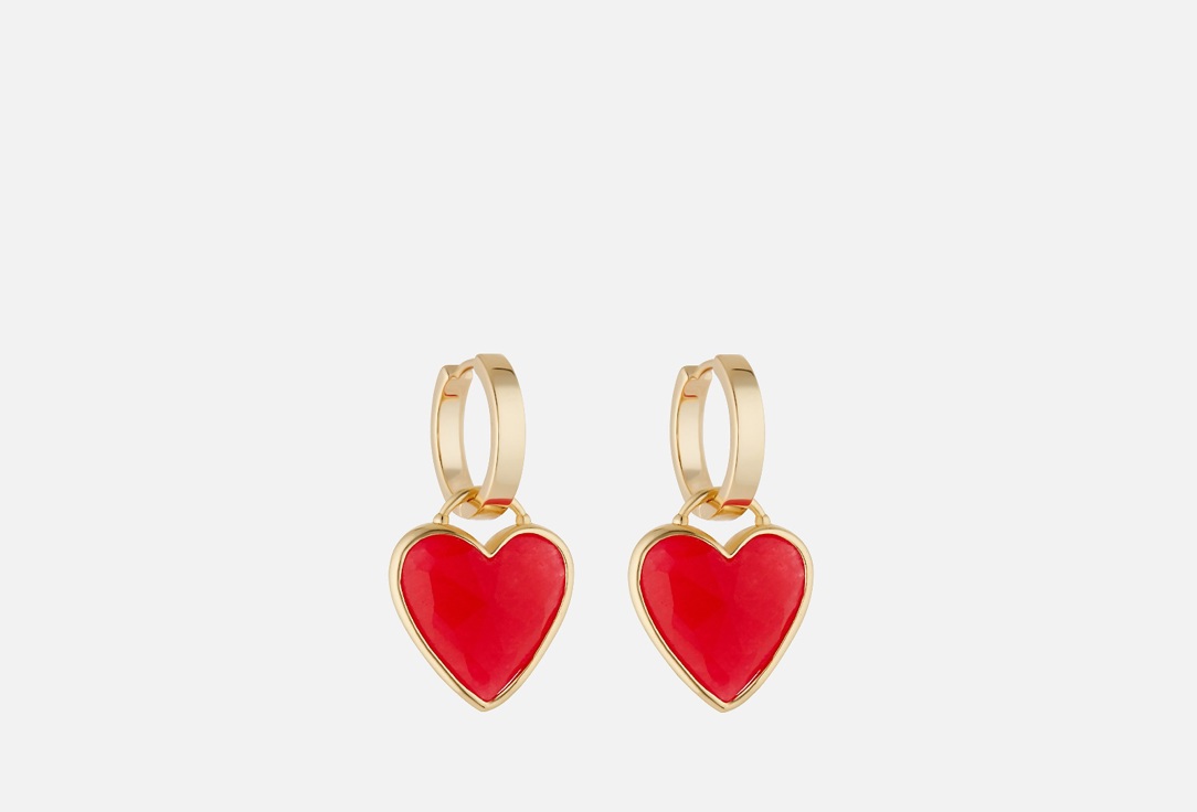 

Серьги с красными сердцами 19.STONE, Earrings with removable red hearts 2 шт