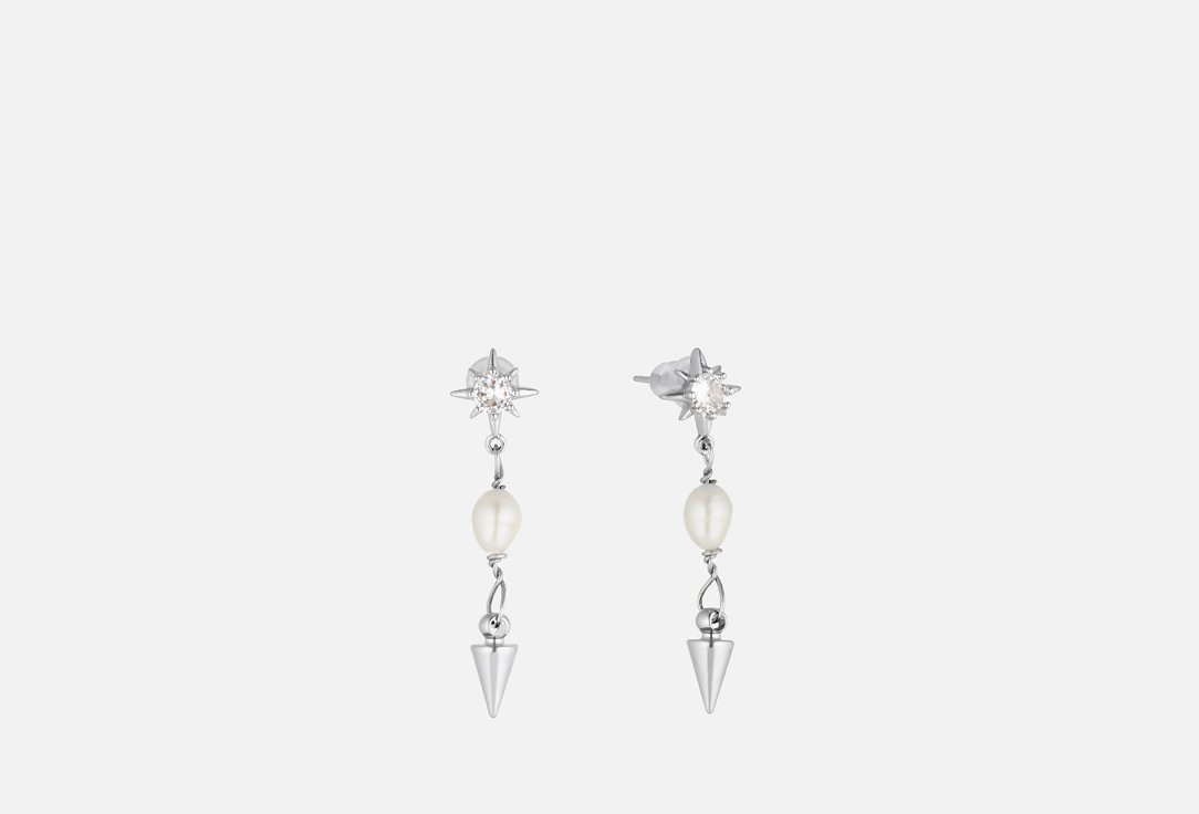 

Серьги 19.STONE, Stud earrings with pearls and spikes 2 шт