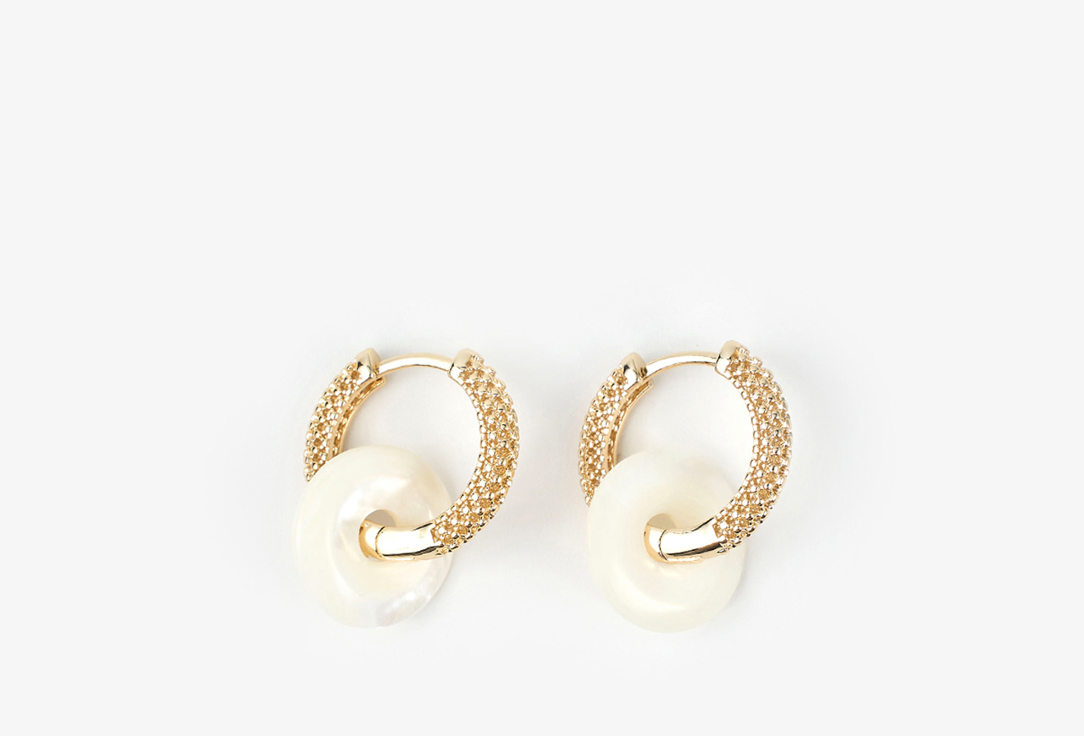 Серьги с бубликами перламутра 19.STONE Transformer earrings with mother-of-pearl bagels 2 шт