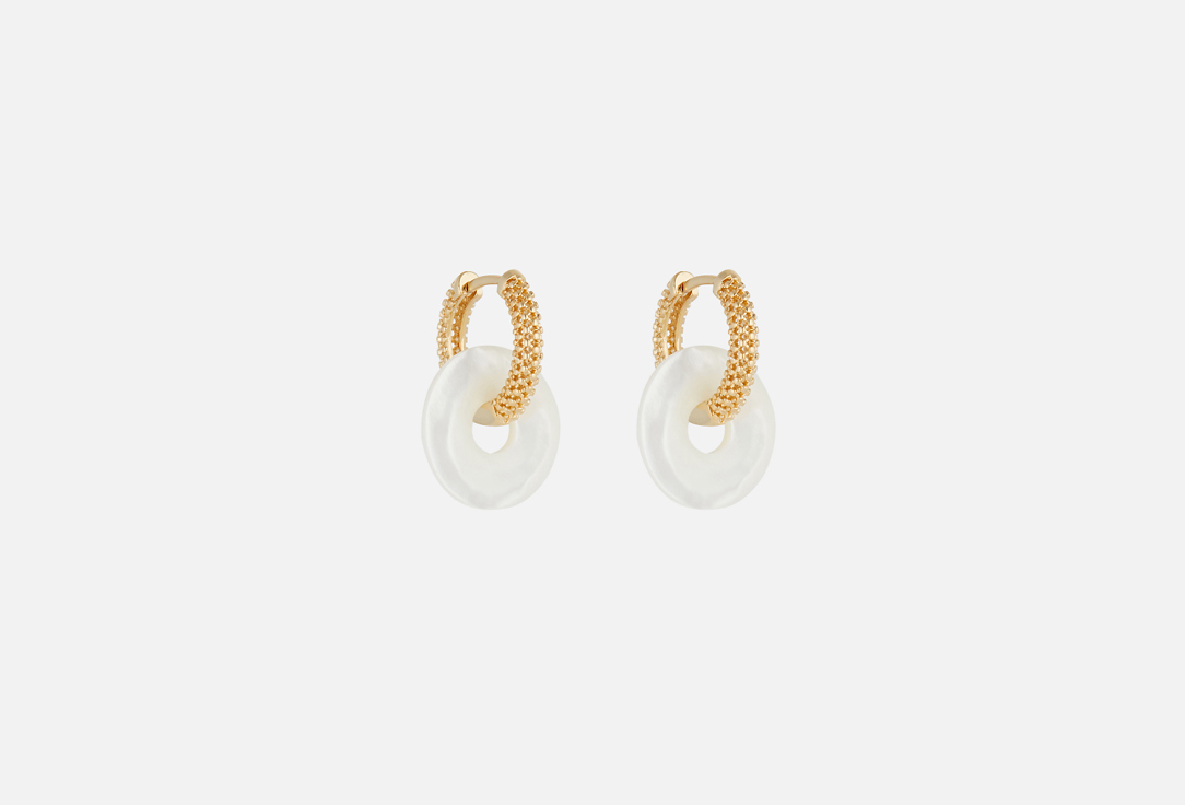 

Серьги с бубликами перламутра 19.STONE, Transformer earrings with mother-of-pearl bagels 2 шт