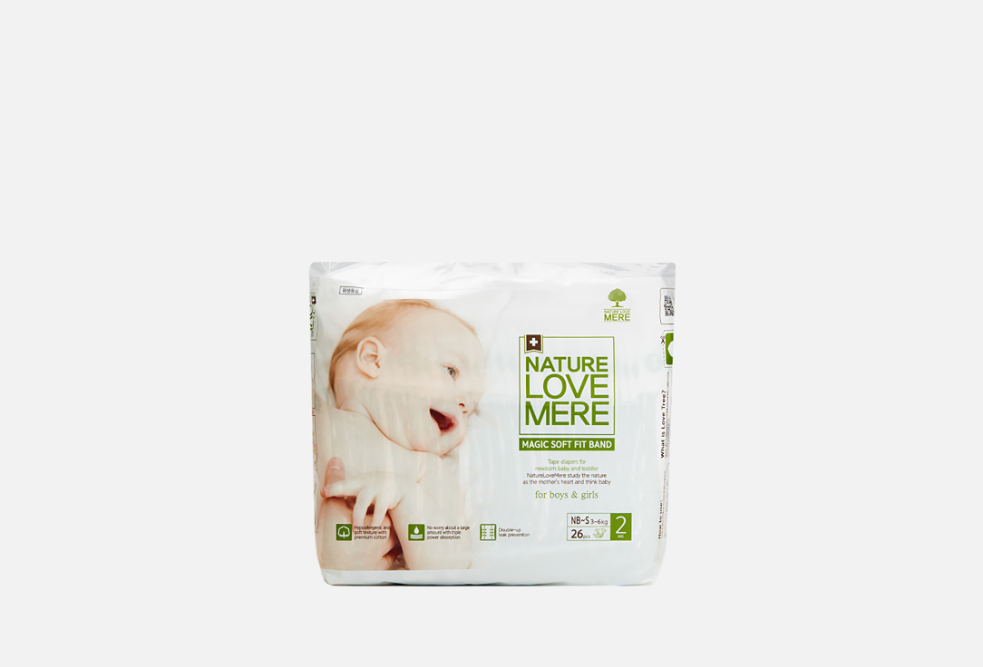 Подгузники NATURE LOVE MERE MAGIC SOFT, S, 3-6kg 26 шт
