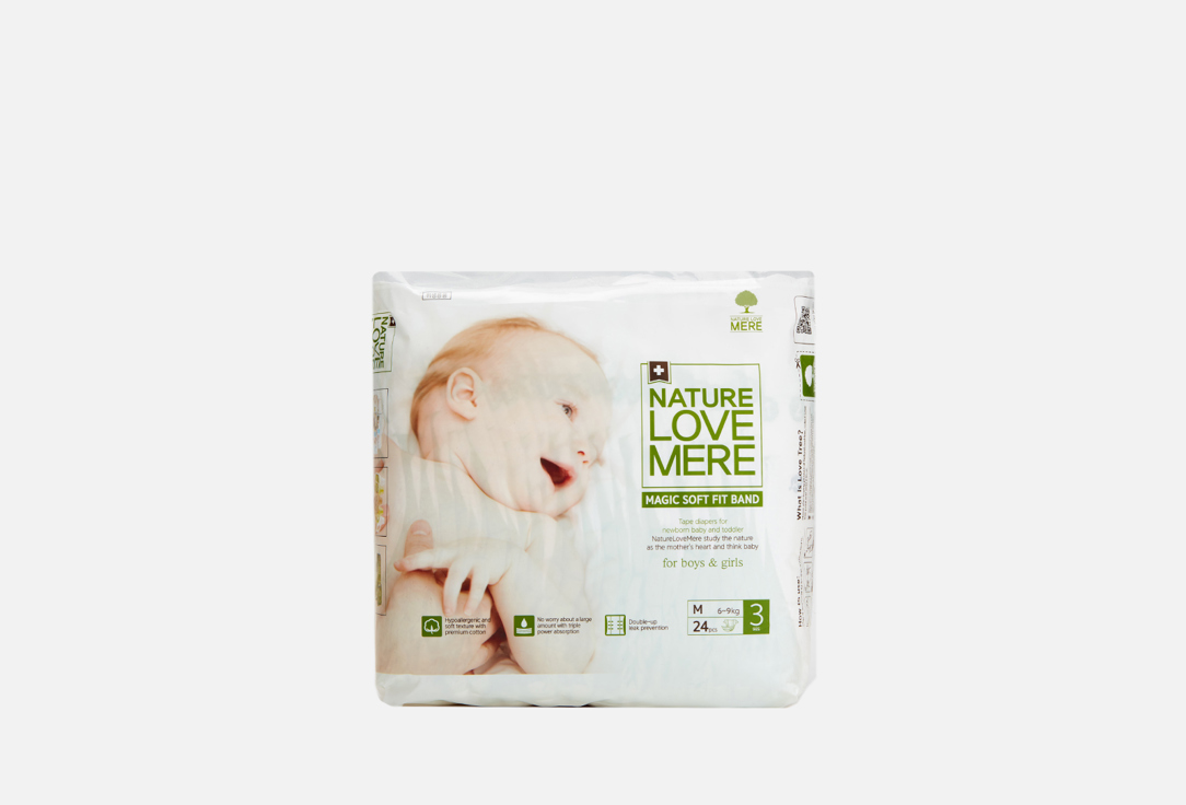 Подгузники NATURE LOVE MERE MAGIC SOFT, S, 6-9kg 24 шт