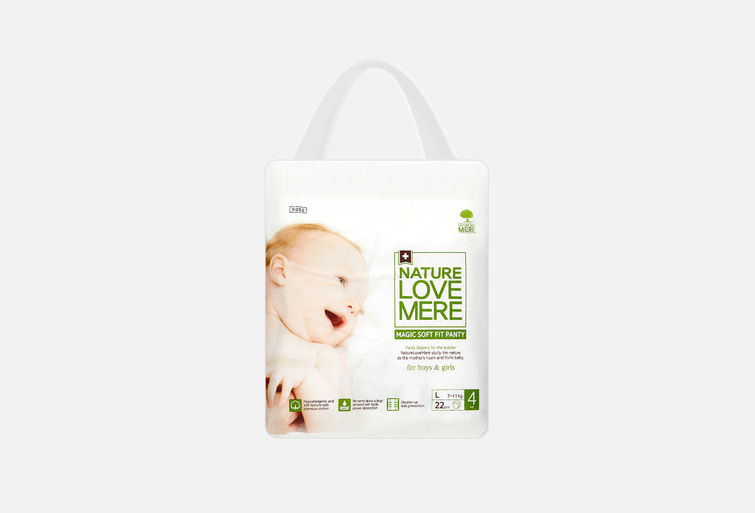 

Трусики-подгузники NATURE LOVE MERE, MAGIC SOFT, L, 7-11kg 22 шт