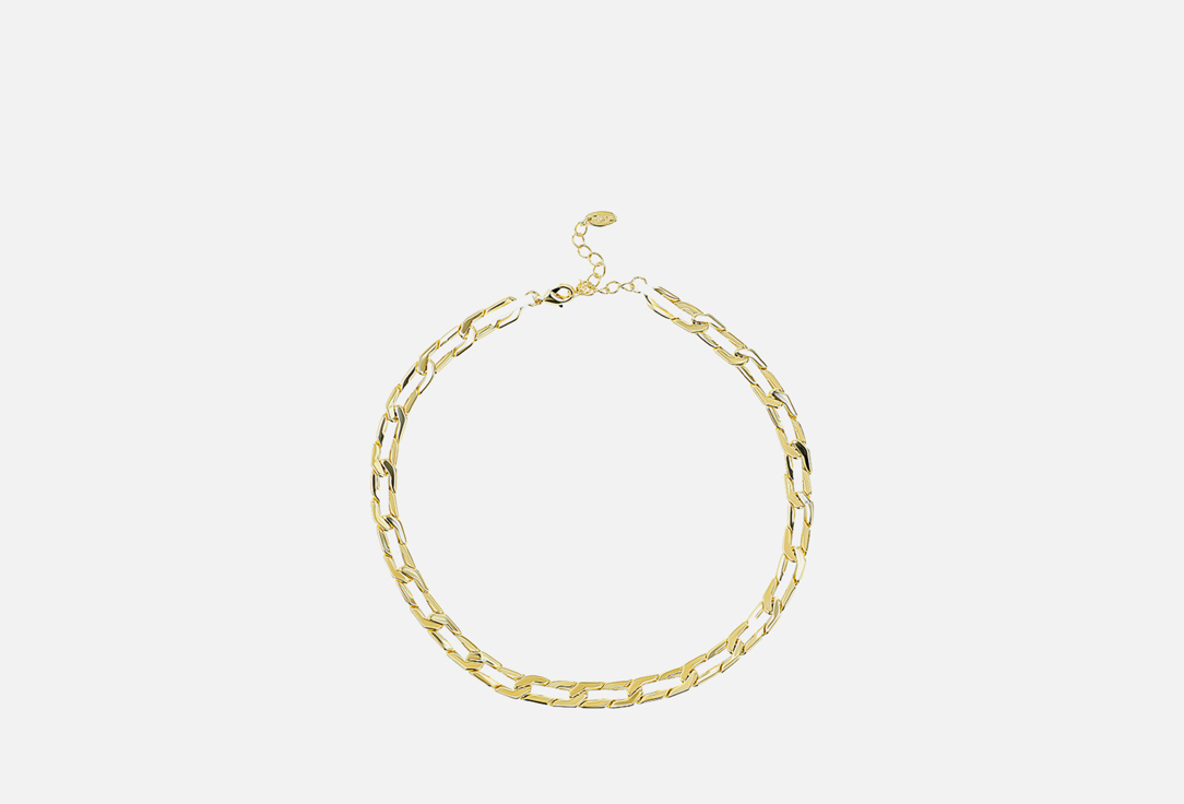 Изображение товара Колье чокер из белой кожи с золотой цепочкой, 36 см, one size LOVE с золотой цепочкой