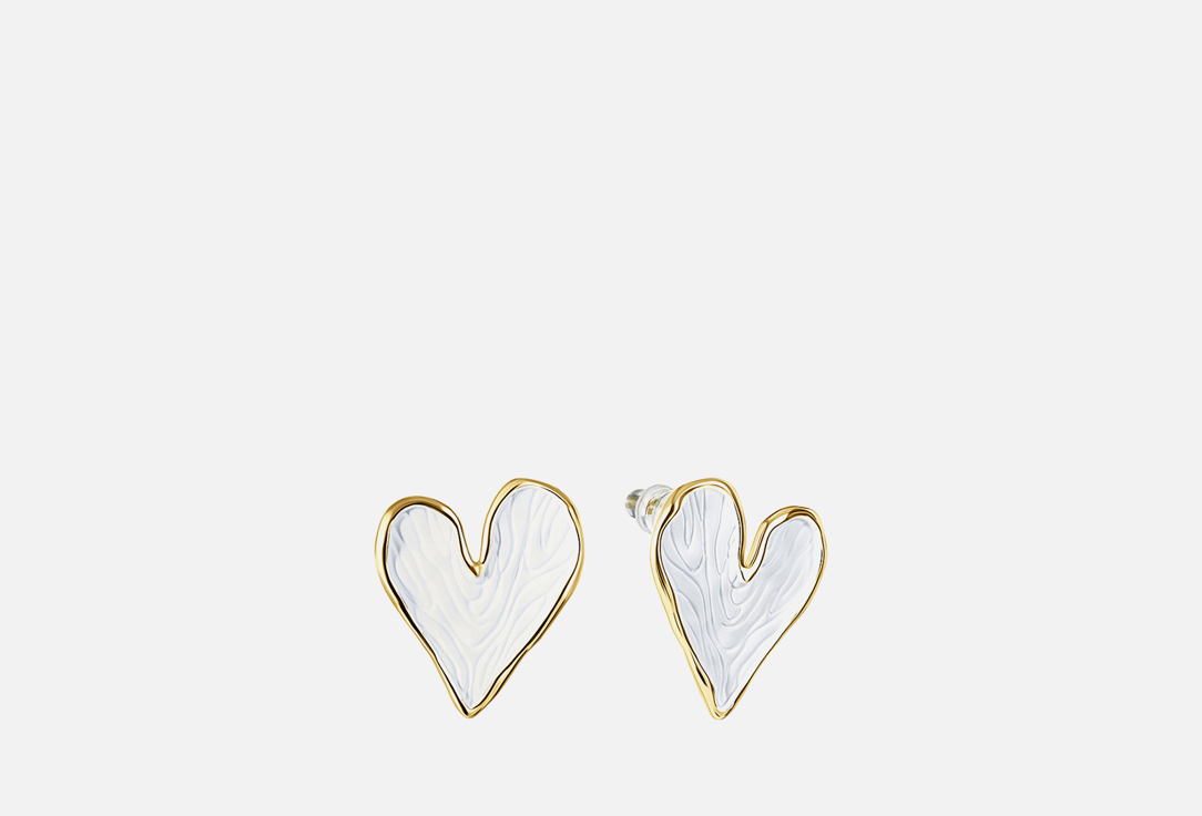 

серьги с белой вставкой LOVE, Золотые Чистая любовь 2 шт