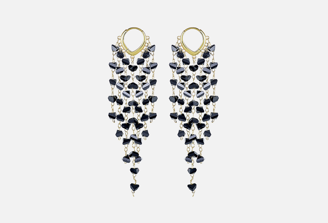 

Серьги с черными камнями LOVE, Голливуд 2 шт