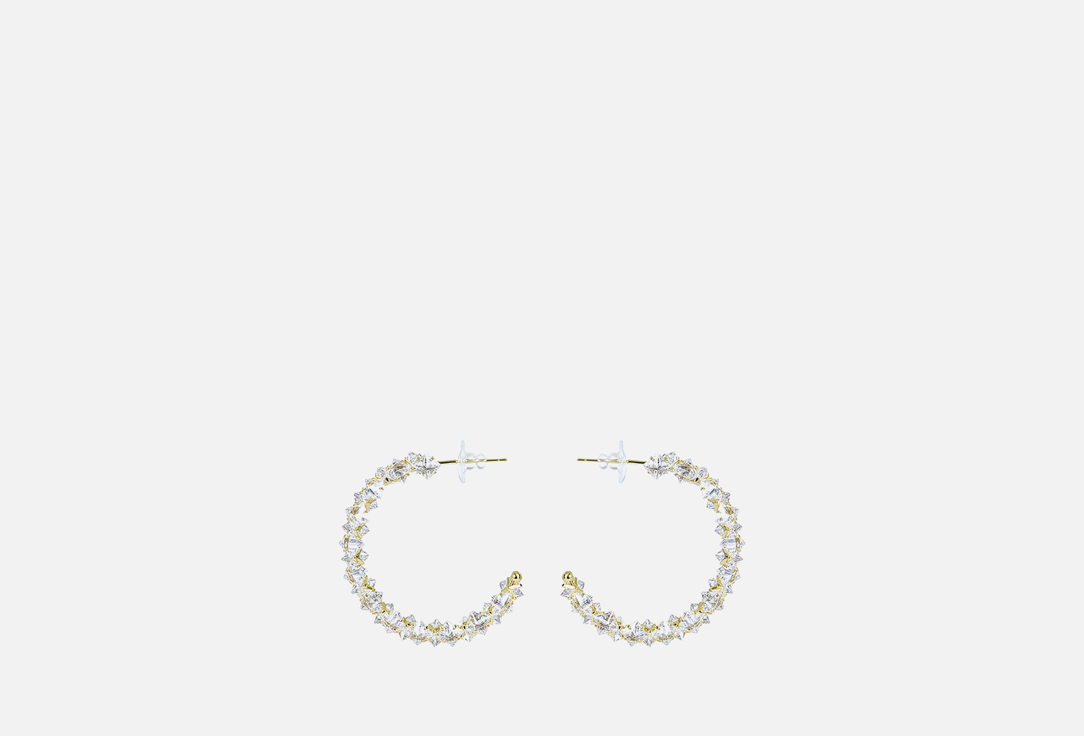 Изображение товара Элегантные серьги гвоздики LOVE с кристаллами в золотом цвете диаметр 4 см