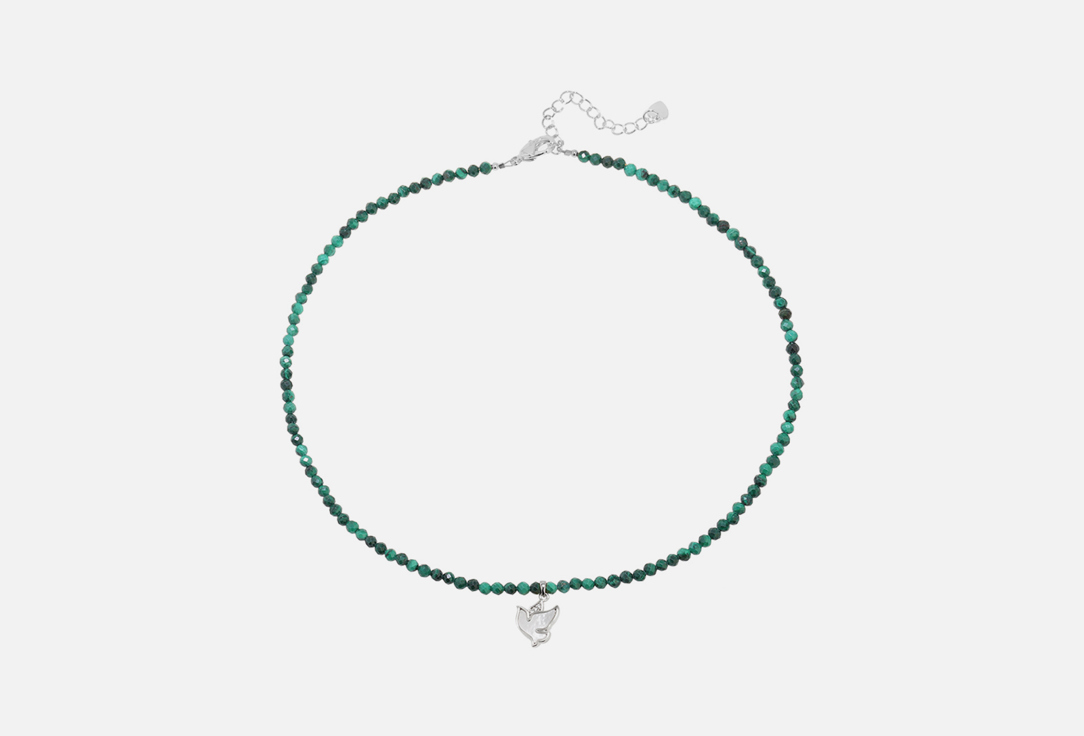 Браслет с бусинами из малахита JEWELLERY BAR Bracelet with malachite beads with dove pendant rhodium 1 шт