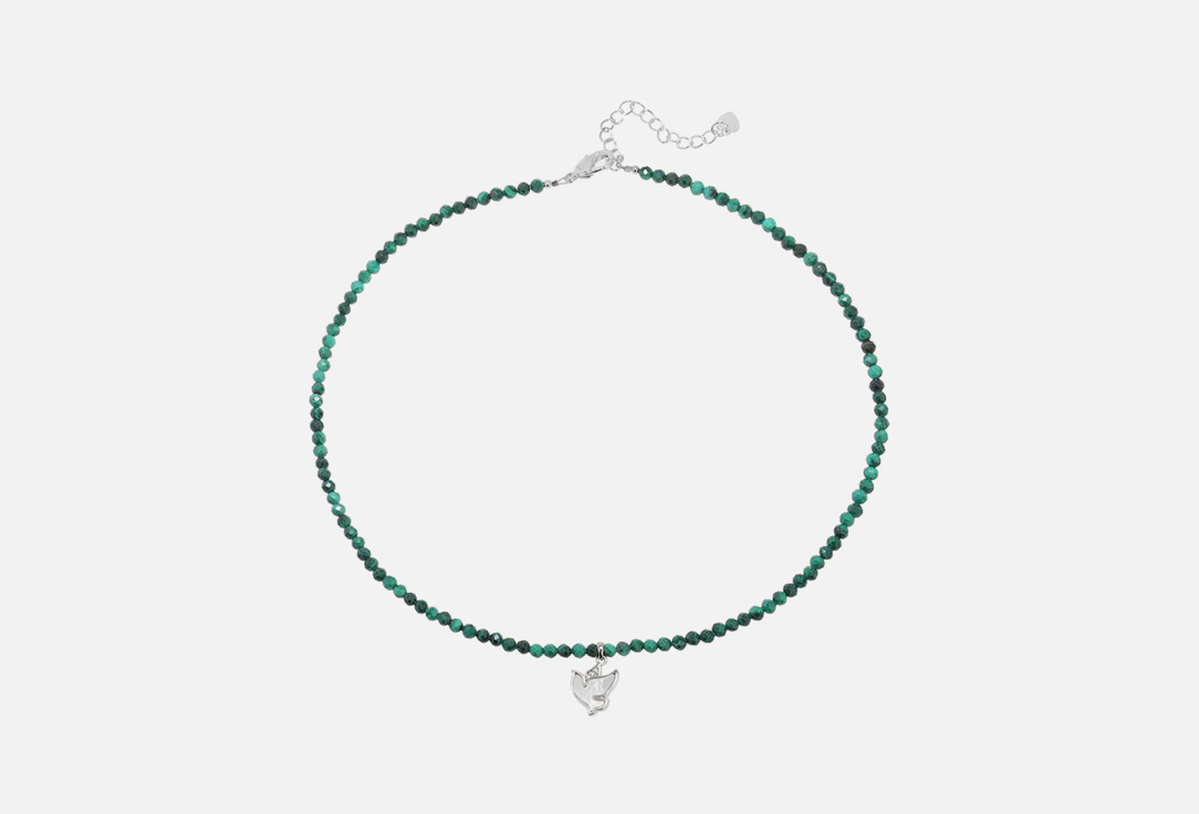 

Браслет с бусинами из малахита JEWELLERY BAR, Bracelet with malachite beads with dove pendant rhodium 1 шт