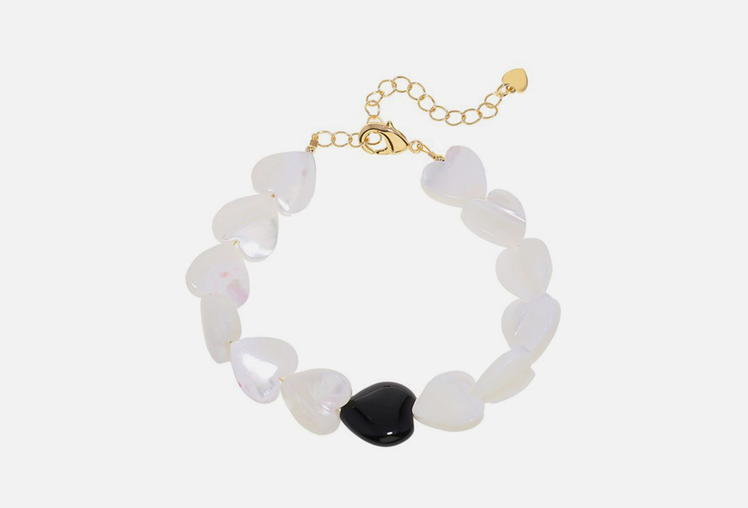 Браслет с бусинами из перламутра Jewellery Bar Bracelet with pearl beads in the shape of a heart gold 