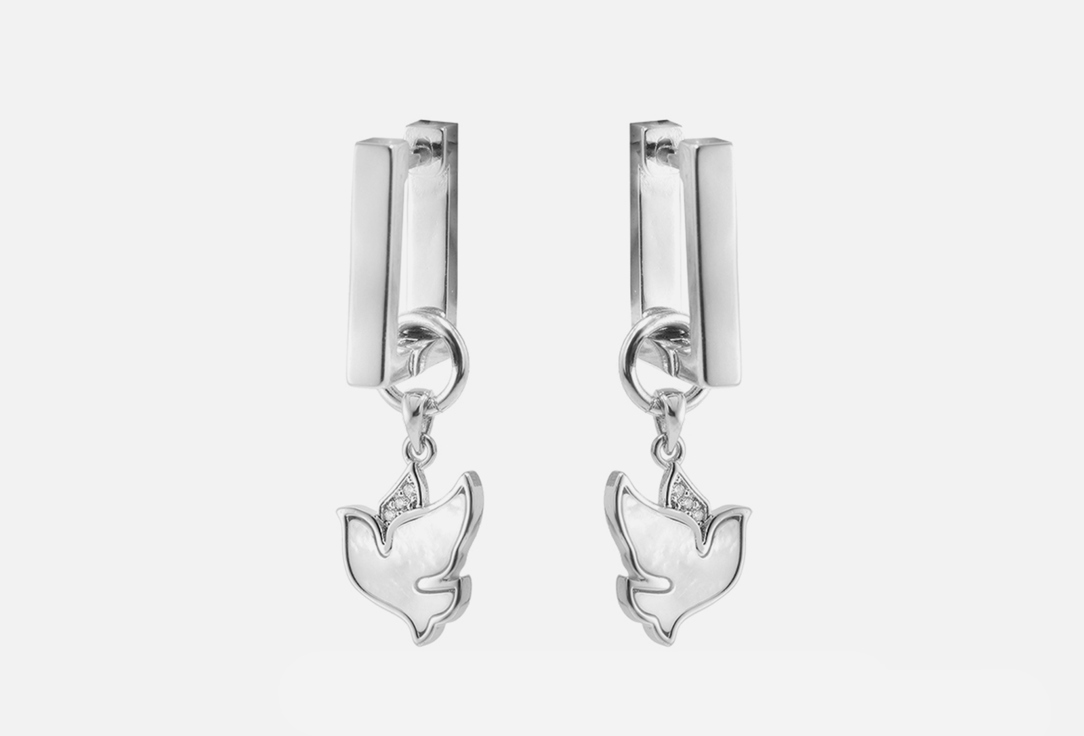 Геометричные серьги-трансформеры JEWELLERY BAR Earrings transformer with dove pendants rhodium 2 шт