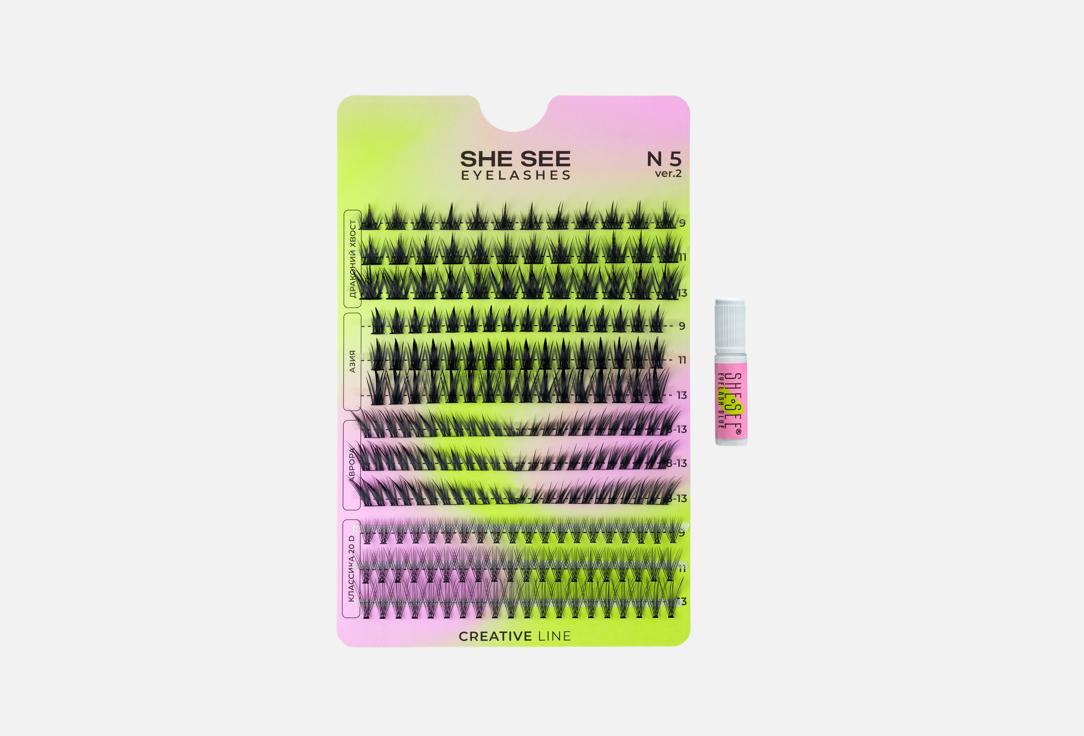 

Накладные ресницы пучки SHE SEE, Черный, Visagiste