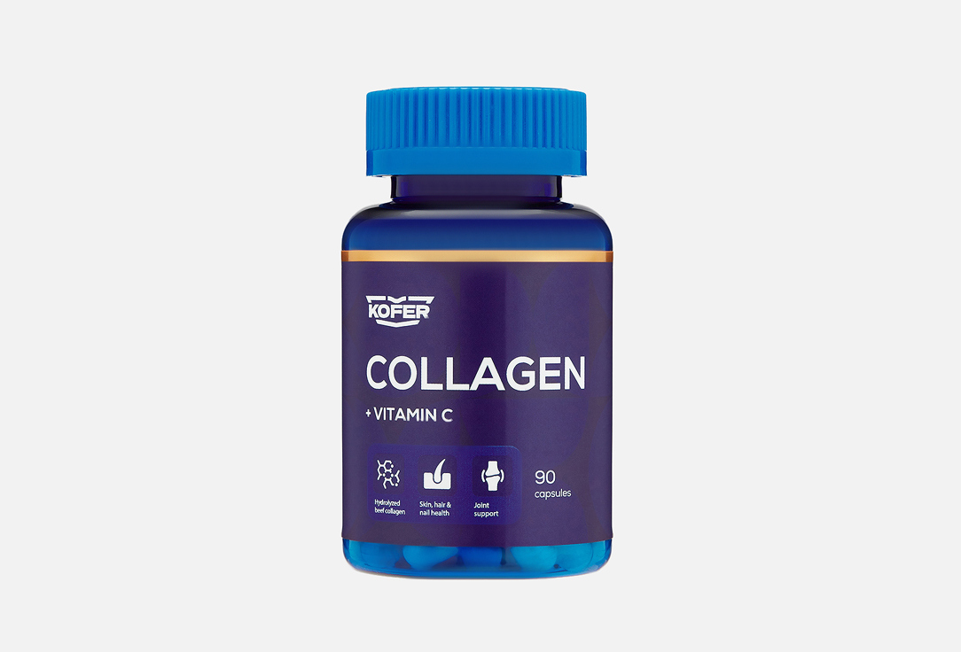 

БАД для красоты кожи KOFER, Коллаген 1290 мг, витамин С 135 мг в капсулах 90 шт