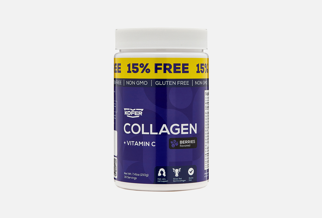 

БАД для красоты кожи KOFER, Коллаген 6000 мг в порошке со вкусом лесных ягод 210 г