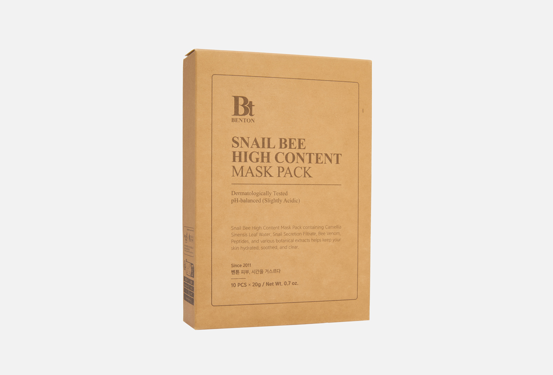 

Набор тканевых масок для лица BENTON, SNAIL BEE HIGH CONTENT 10 шт