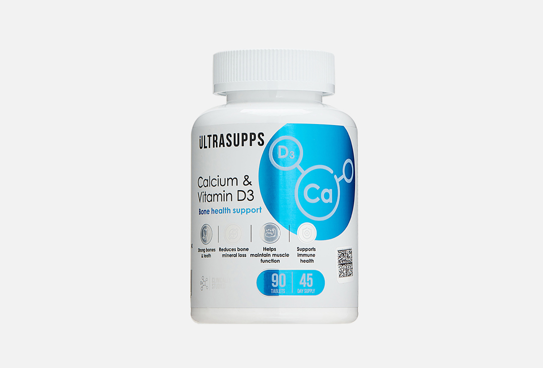 Изображение товара БАД для поддержки опорно-двигательного аппарата Ultrasupps Кальций и Витамин D3 в таблетках