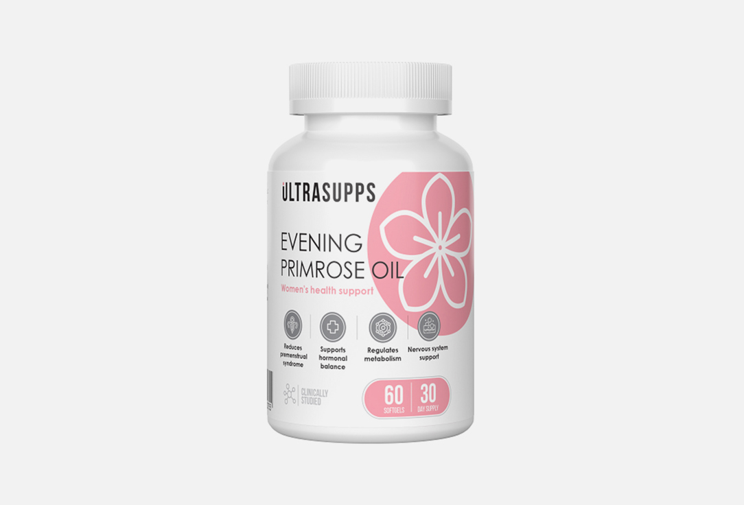 БАД для женского здоровья Ultrasupps Масло примулы вечерней 1000 мг в капсулах  