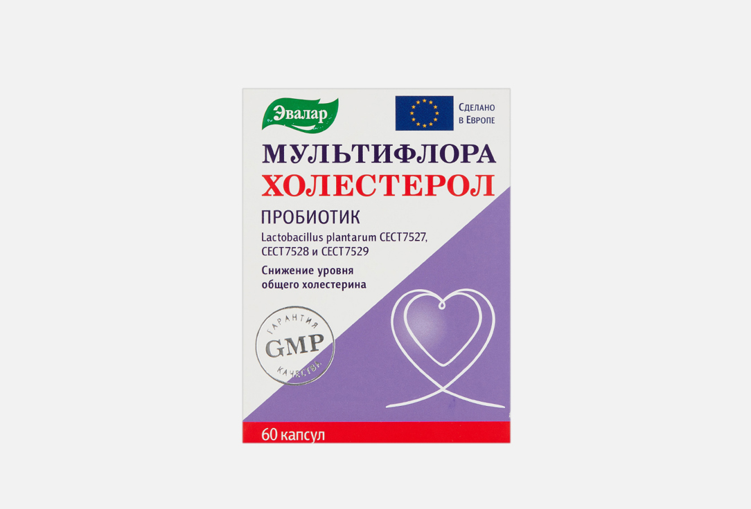 Изображение товара БАД для поддержки уровня холестерина Эвалар Мультифлора Холестерол натуральный пробиотик для сердца
