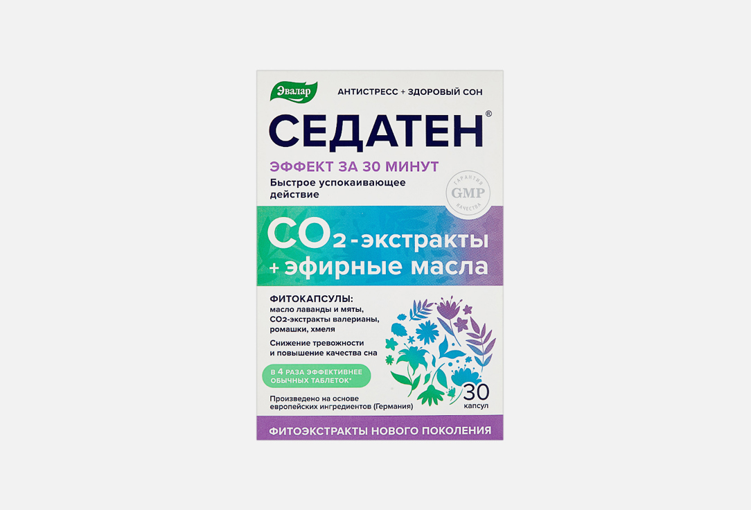 Изображение товара БАД для здорового сна Эвалар Седатен с комплексом СО2 экстрактов