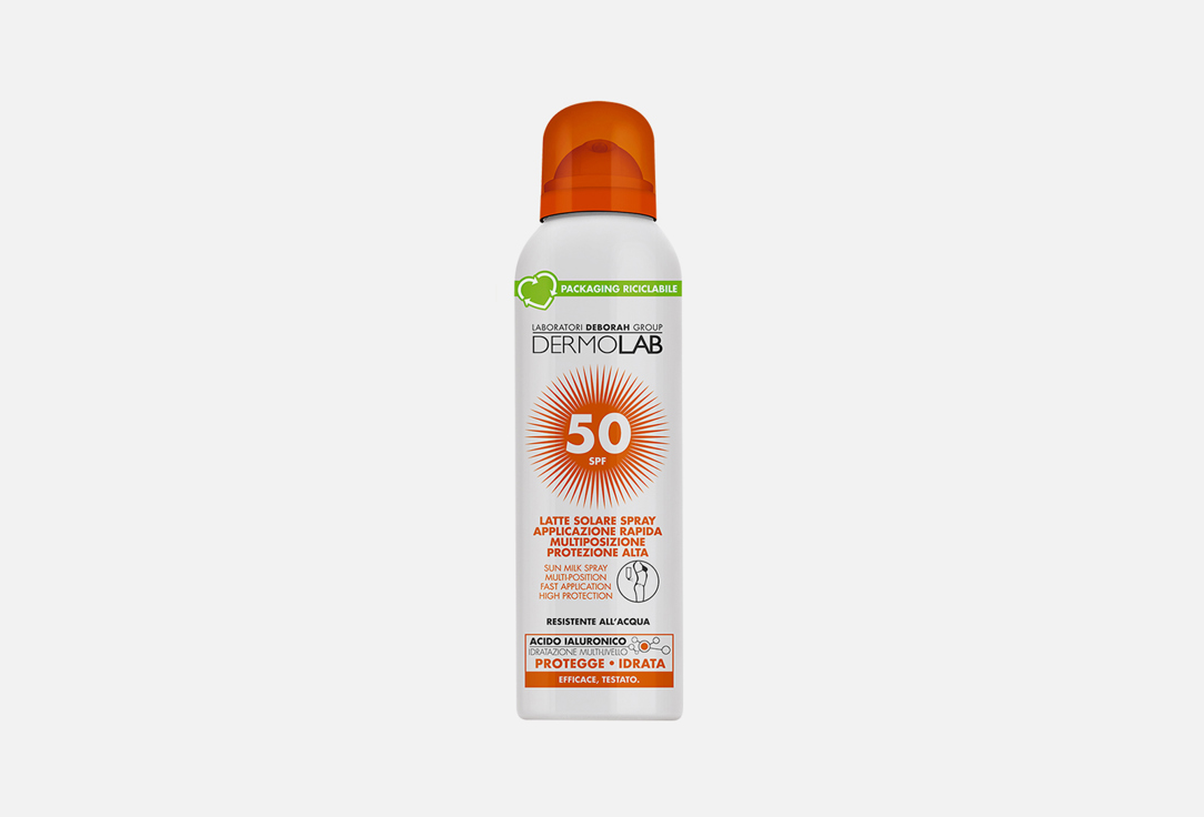Солнцезащитное молочко-спрей для лица и тела SPF50 DERMOLAB Sun milk spray multi-position 