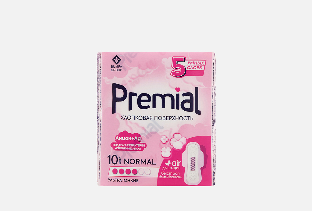 Изображение товара Прокладки женские гигиенические с крылышками Premial NORMAL WINGS