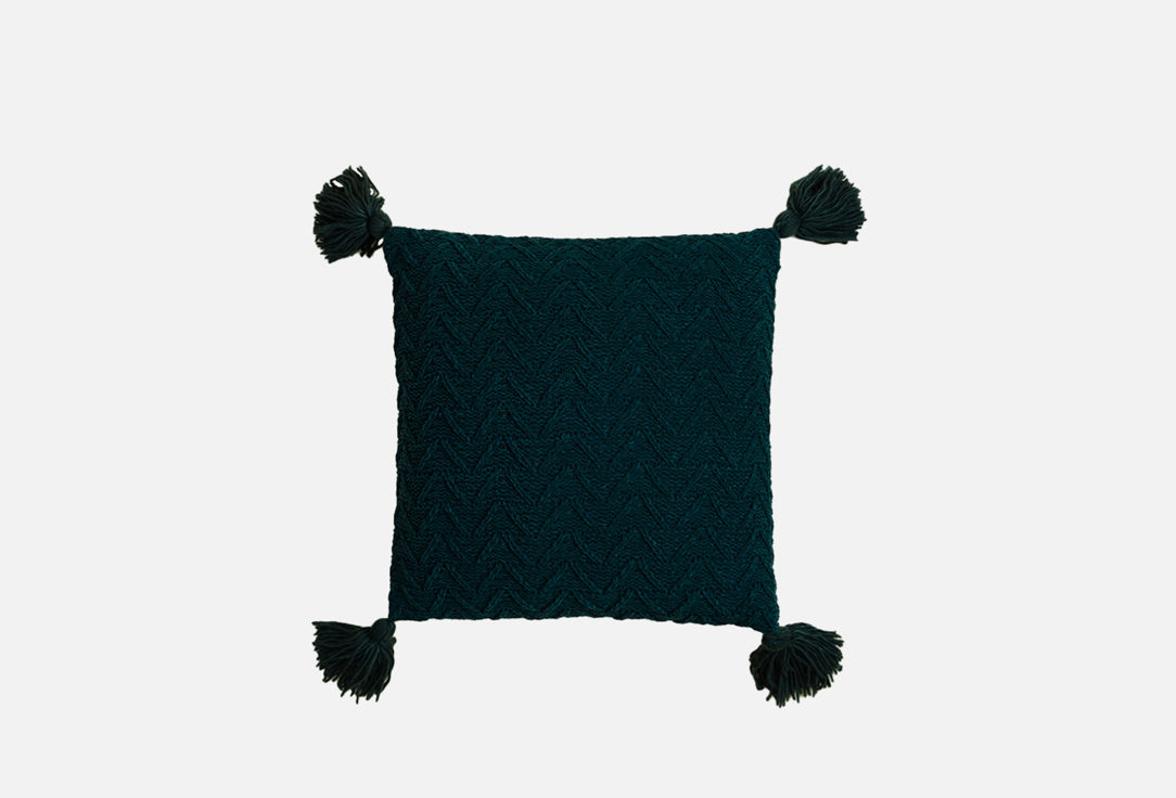 Изображение товара Наволочка Divnaya Iva синель темно-зеленый с кистями
