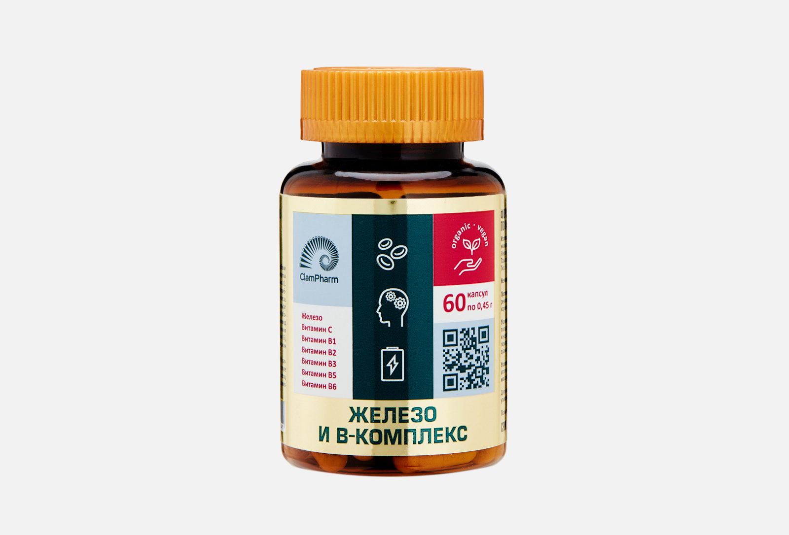 CLAMPHARM БАД для повышения ферритина и гемоглобина Железо, В-Комплекс ...
