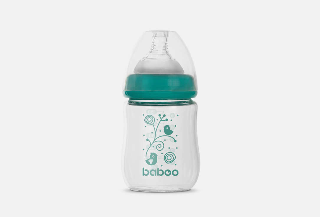 Бутылочка стеклянная BABOO Широкая, с соской 0мес+ 150 мл